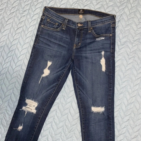 Just Black Lulus women’s jeans 27 4 skinny blue stretch distressed holes dark - Picture 2 of 10